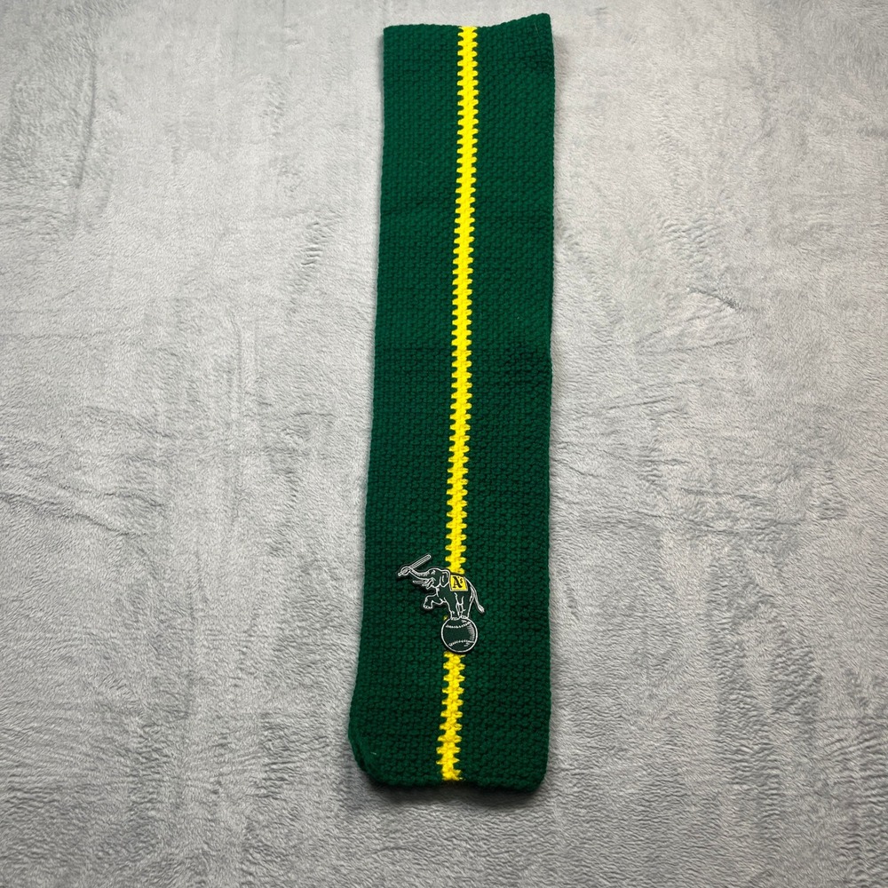 Handmade Scarf Green Yellow Stomper Elephant Crochet Oakland Athletics Patch
